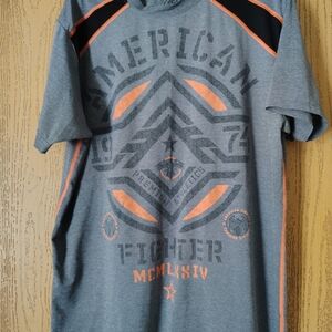 American Fighter Gray Tee with Orange Highlights